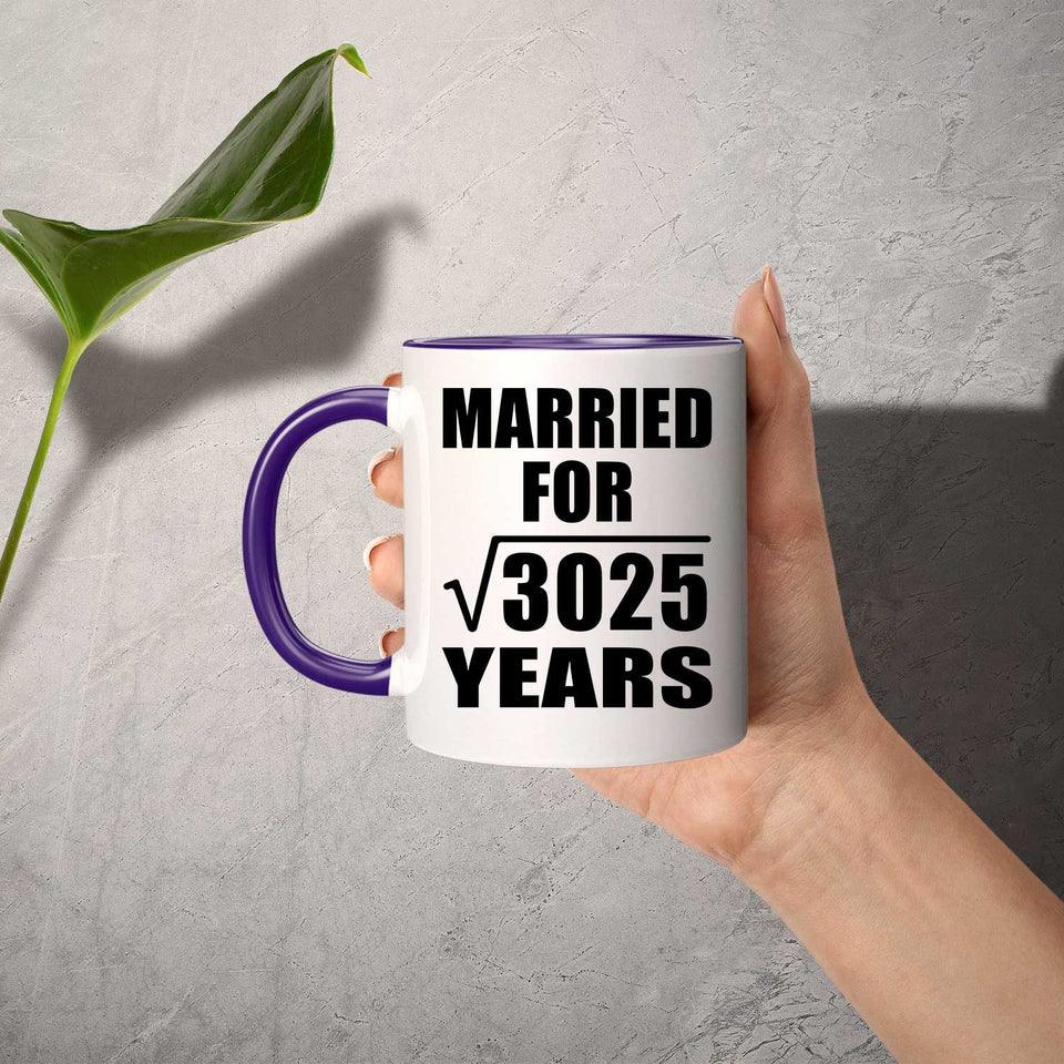 55th Anniversary Married For Square Root of 3025 Years - 11oz Accent Mug Purple