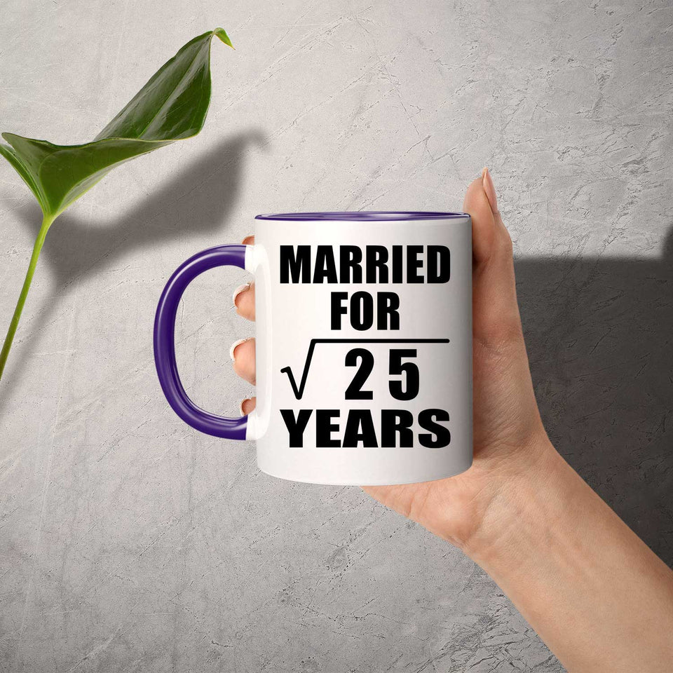 5th Anniversary Married For Square Root of 25 Years - 11oz Accent Mug Purple