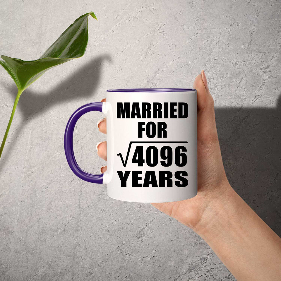 64th Anniversary Married For Square Root of 4096 Years - 11oz Accent Mug Purple