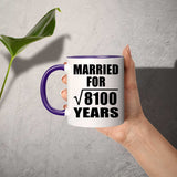 90th Anniversary Married For Square Root of 8100 Years - 11oz Accent Mug Purple