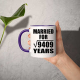 97th Anniversary Married For Square Root of 9409 Years - 11oz Accent Mug Purple
