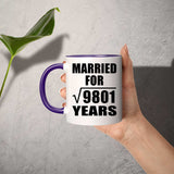 99th Anniversary Married For Square Root of 9801 Years - 11oz Accent Mug Purple