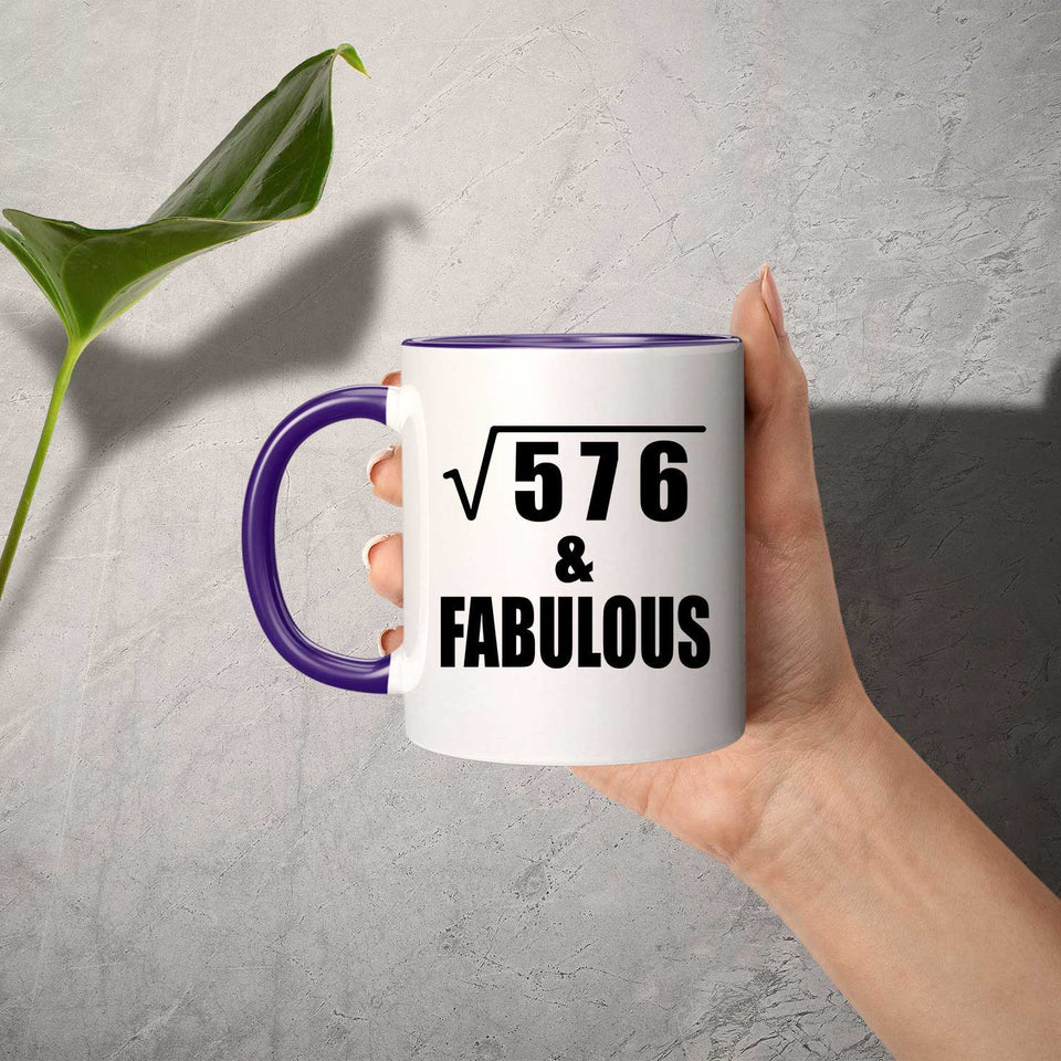 24th Birthday Square Root of 576 & Fabulous - 11oz Accent Mug Purple
