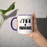 28th Birthday Square Root of 784 & Fabulous - 11oz Accent Mug Purple