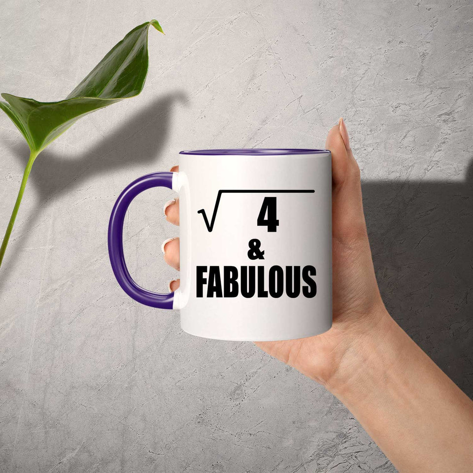 2nd Birthday Square Root of 4 & Fabulous - 11oz Accent Mug Purple
