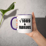 33rd Birthday Square Root of 1089 & Fabulous - 11oz Accent Mug Purple
