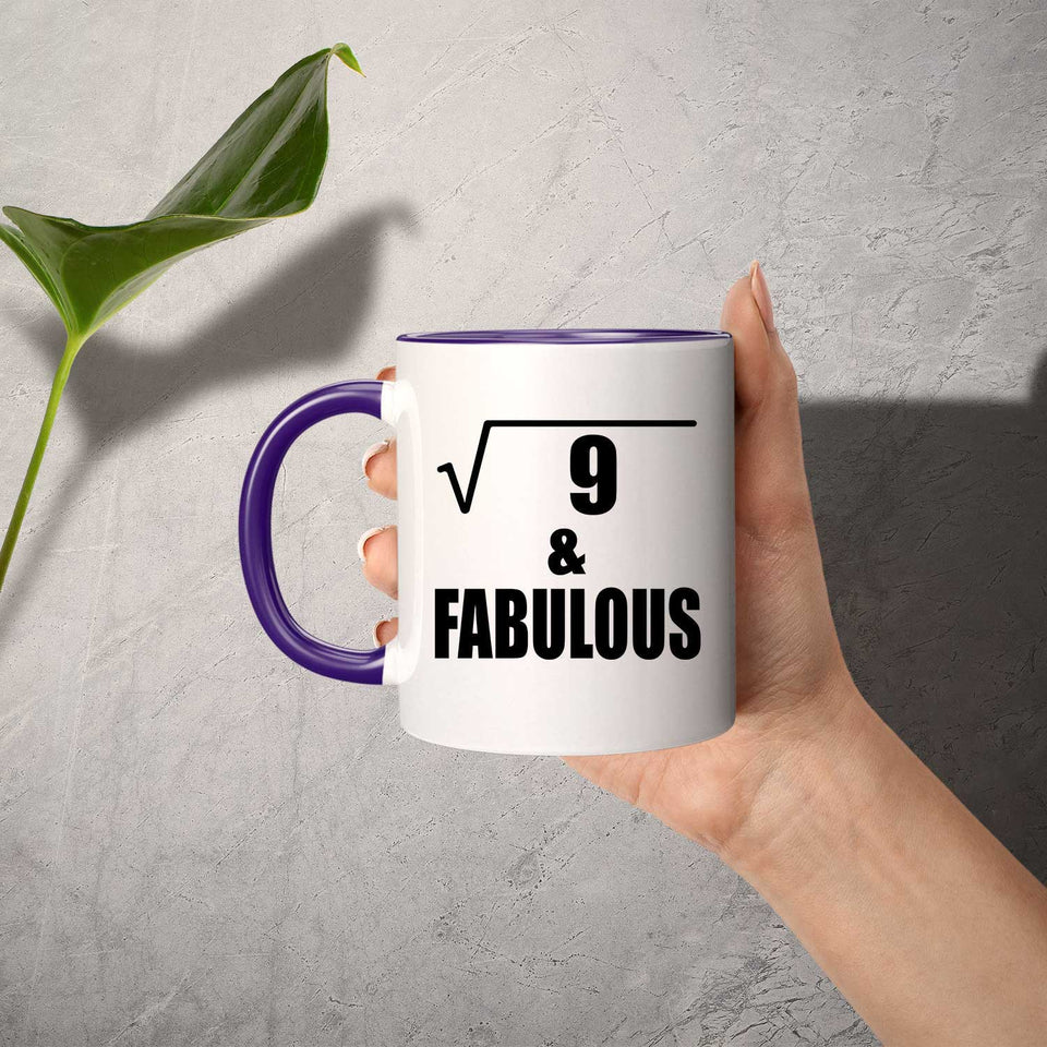3rd Birthday Square Root of 9 & Fabulous - 11oz Accent Mug Purple