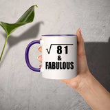 9th Birthday Square Root of 81 & Fabulous - 11oz Accent Mug Purple