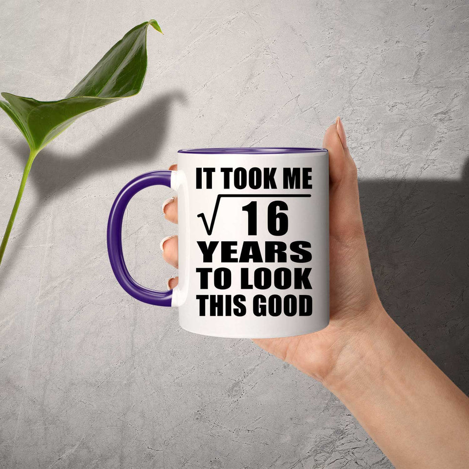 4th Birthday Took Square Root of 16 Years To Look Good - 11oz Accent Mug Purple