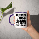84th Birthday Took Square Root of 7056 Years To Look Good - 11oz Accent Mug Purple