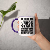 64th Birthday Took Square Root of 4096 Years To Awesome - 11oz Accent Mug Purple
