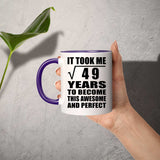 7th Birthday Took Square Root of 49 Years To Awesome - 11oz Accent Mug Purple
