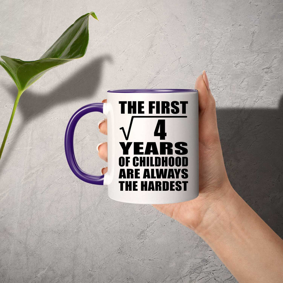 2nd Birthday Square Root Of 4 Years Of Childhood - 11oz Accent Mug Purple