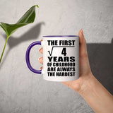 2nd Birthday Square Root Of 4 Years Of Childhood - 11oz Accent Mug Purple