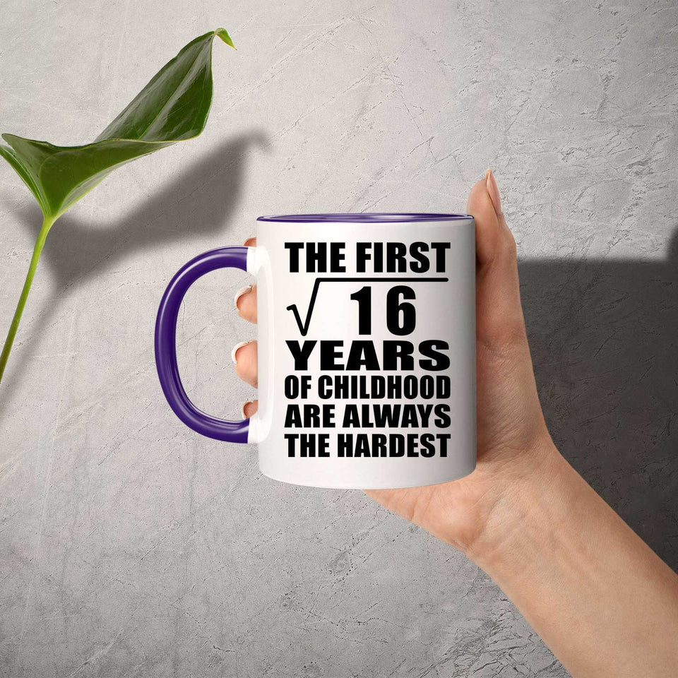 4th Birthday Square Root Of 16 Years Of Childhood - 11oz Accent Mug Purple