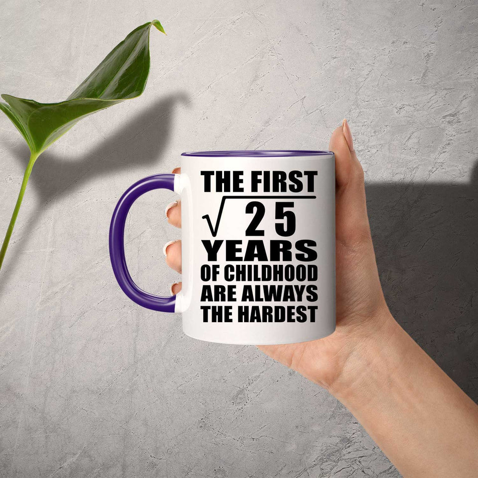 5th Birthday Square Root Of 25 Years Of Childhood - 11oz Accent Mug Purple