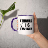 8th Birthday I Turned Square Root of 16 Twice - 11oz Accent Mug Purple