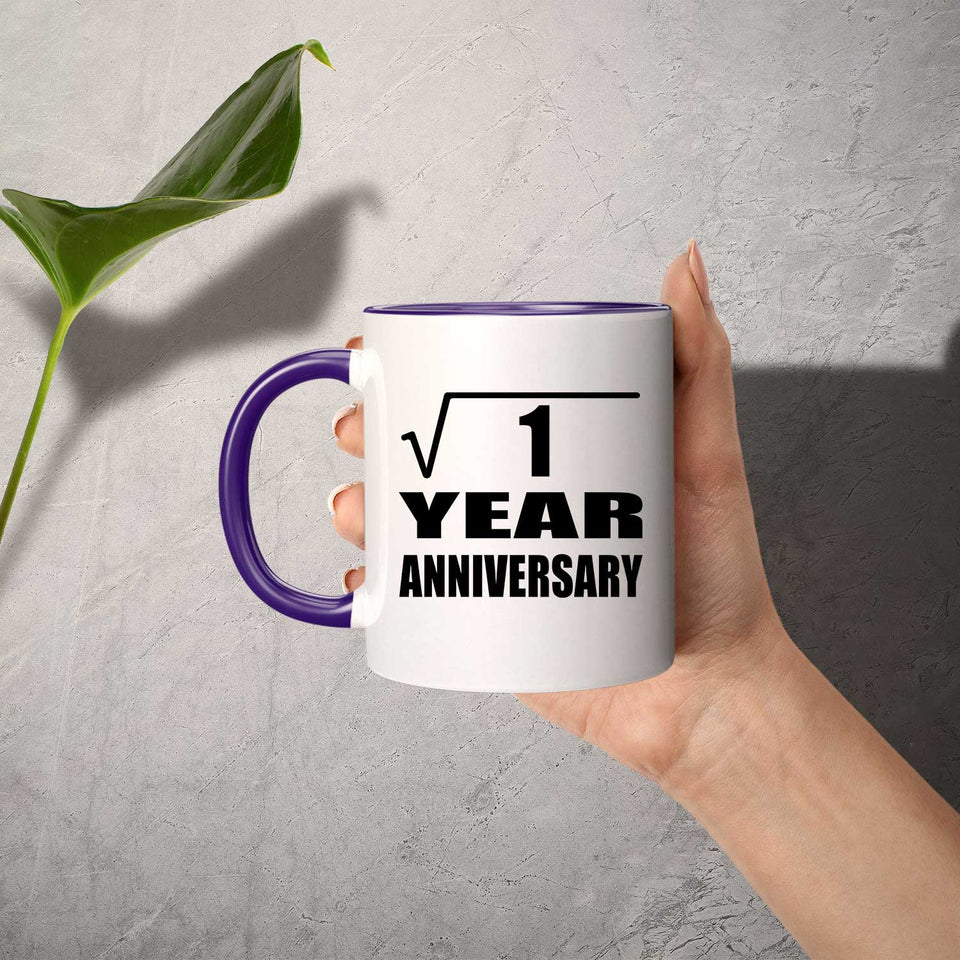1st Anniversary Square Root of 1 Year Anniversary - 11oz Accent Mug Purple