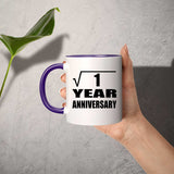1st Anniversary Square Root of 1 Year Anniversary - 11oz Accent Mug Purple