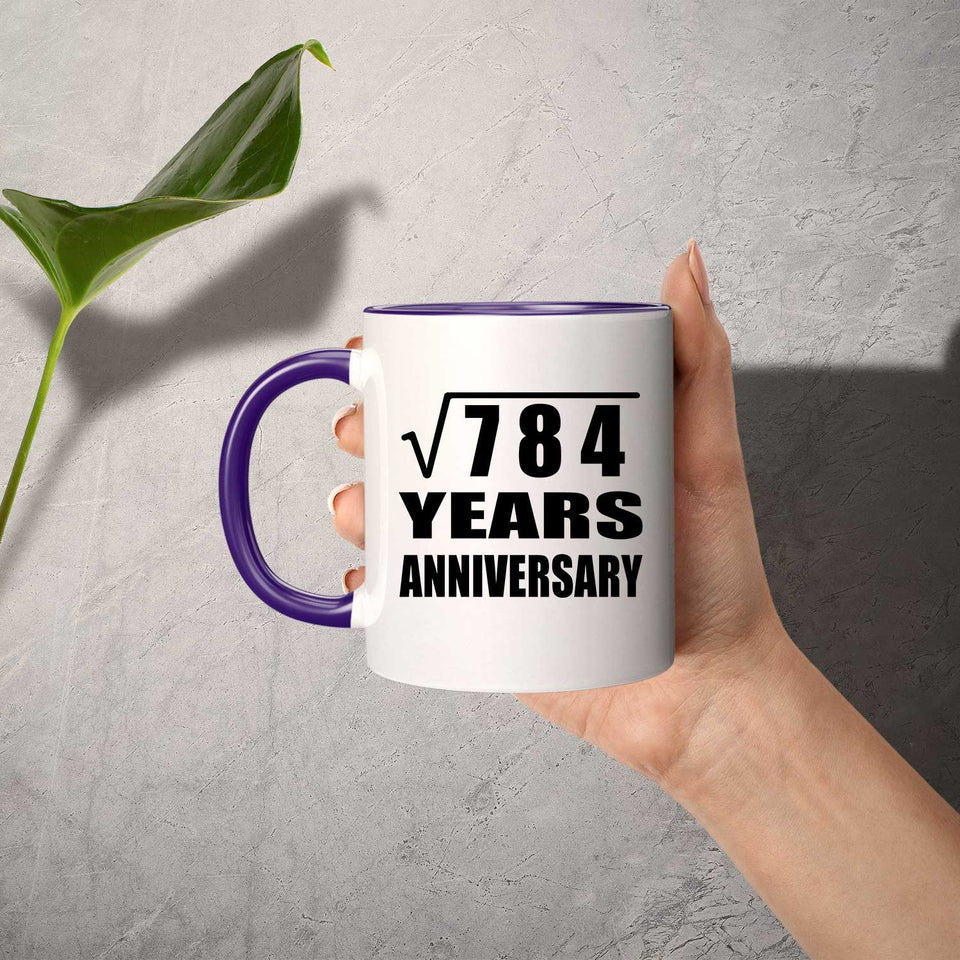 28th Anniversary Square Root of 784 Years Anniversary - 11oz Accent Mug Purple