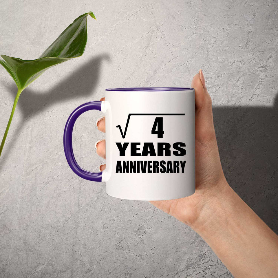 2nd Anniversary Square Root of 4 Years Anniversary - 11oz Accent Mug Purple