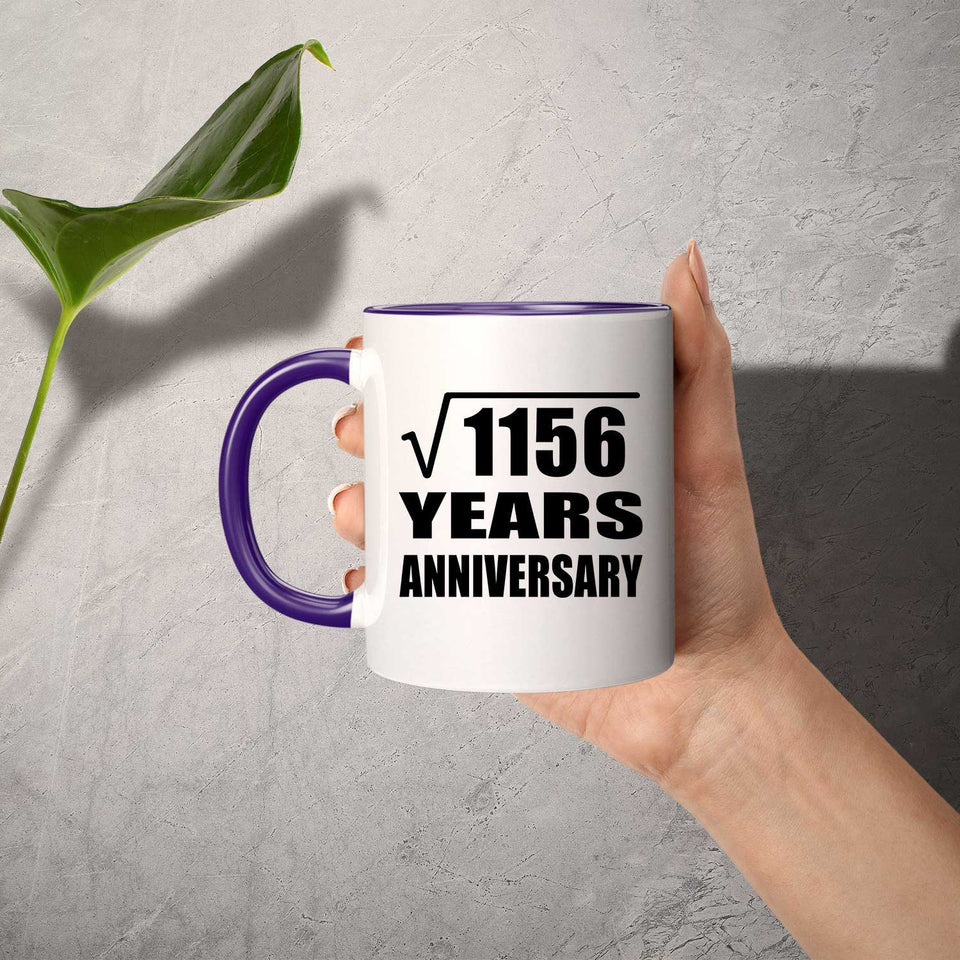 34th Anniversary Square Root of 1156 Years Anniversary - 11oz Accent Mug Purple
