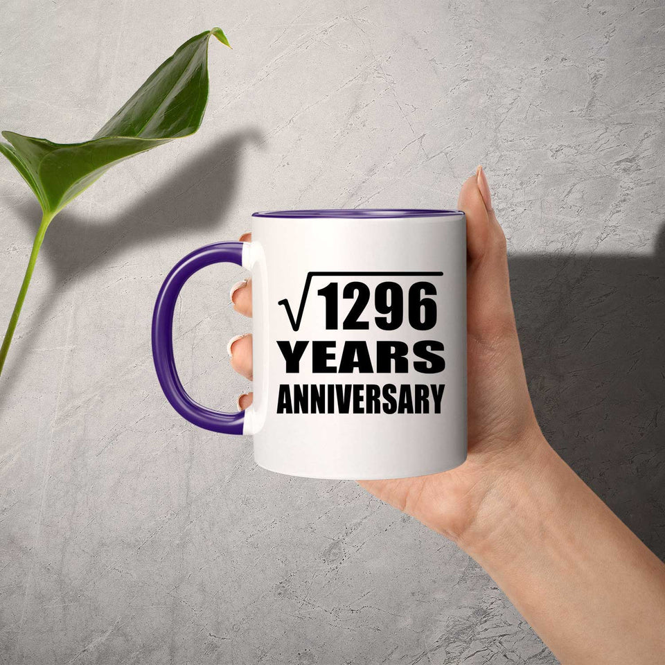 36th Anniversary Square Root of 1296 Years Anniversary - 11oz Accent Mug Purple
