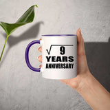 3rd Anniversary Square Root of 9 Years Anniversary - 11oz Accent Mug Purple