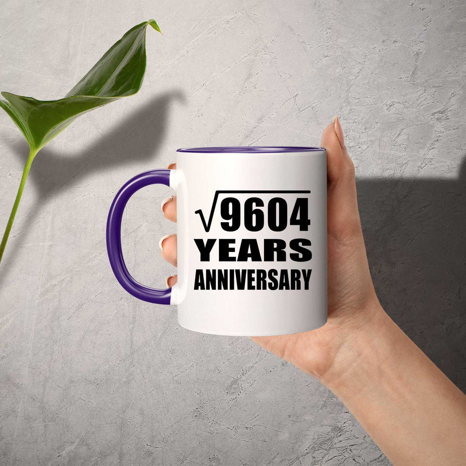 98th Anniversary Square Root of 9604 Years Anniversary - 11oz Accent Mug Purple