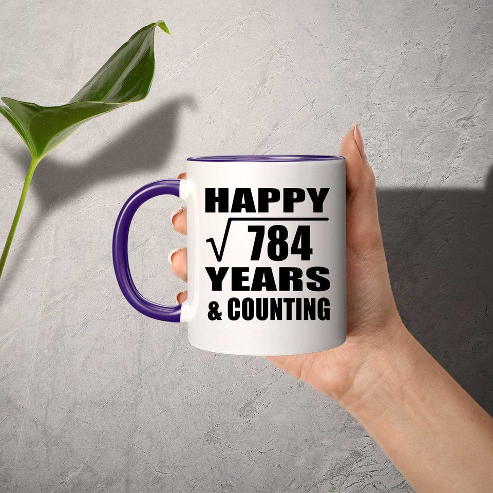 Happy 28th Anniversary Square Root of 784 Years & Counting - 11oz Accent Mug Purple