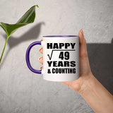 Happy 7th Anniversary Square Root of 49 Years & Counting - 11oz Accent Mug Purple