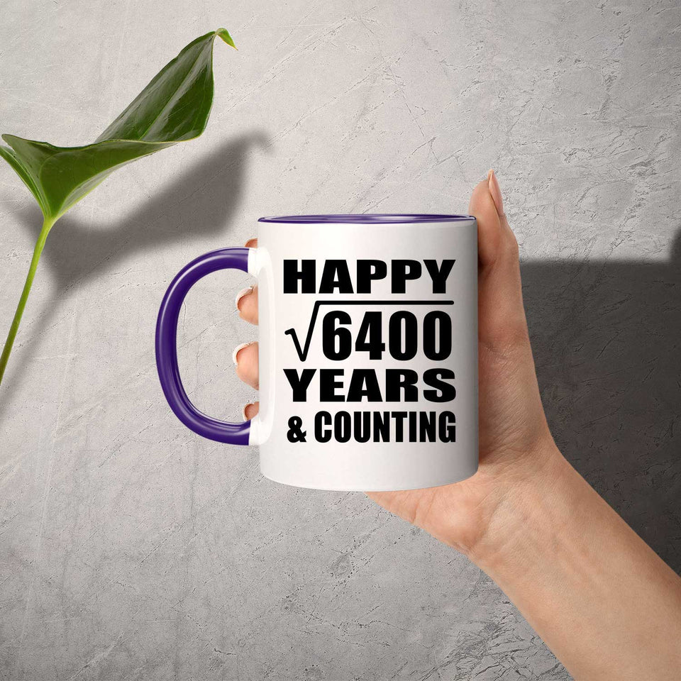 Happy 80th Anniversary Square Root of 6400 Years & Counting - 11oz Accent Mug Purple