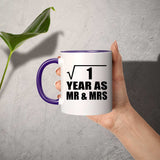 1st Anniversary Square Root of 1 Year As Mr & Mrs - 11oz Accent Mug Purple