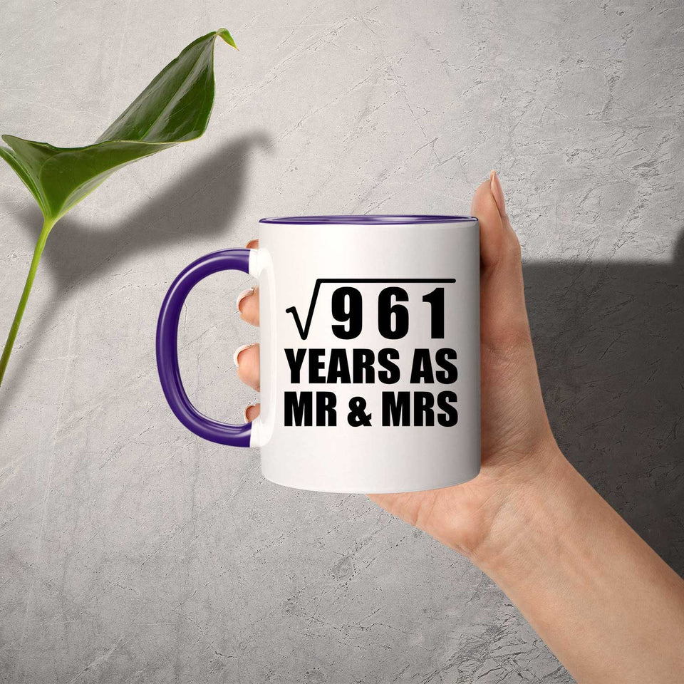 31st Anniversary Square Root of 961 Years As Mr & Mrs - 11oz Accent Mug Purple