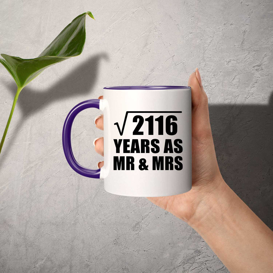 46th Anniversary Square Root of 2116 Years As Mr & Mrs - 11oz Accent Mug Purple