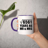 81st Anniversary Square Root of 6561 Years As Mr & Mrs - 11oz Accent Mug Purple