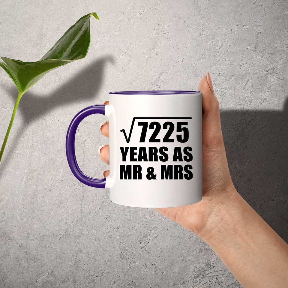 85th Anniversary Square Root of 7225 Years As Mr & Mrs - 11oz Accent Mug Purple