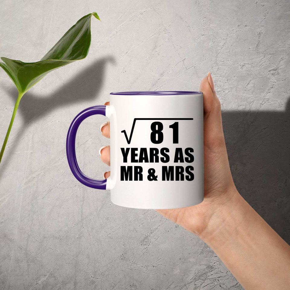 9th Anniversary Square Root of 81 Years As Mr & Mrs - 11oz Accent Mug Purple