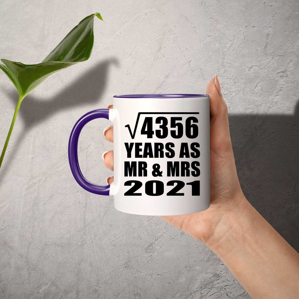 66th Anniversary Square Root of 4356 Years As Mr & Mrs 2021 - 11oz Accent Mug Purple
