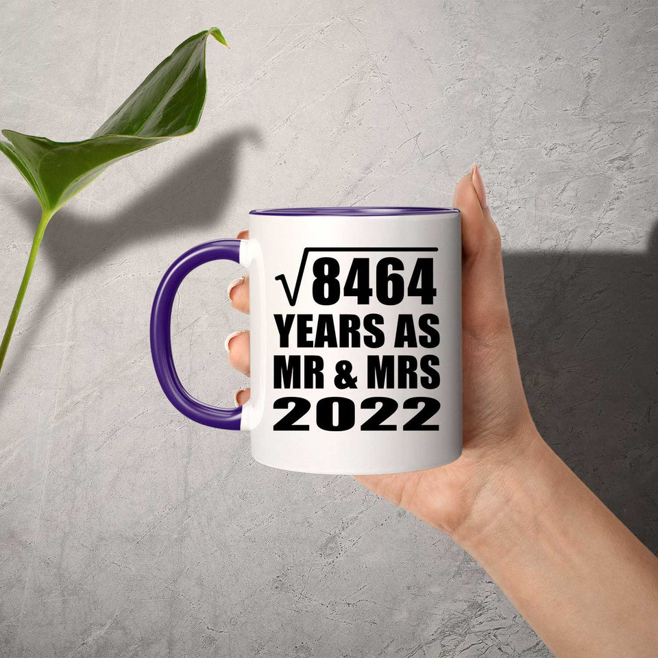 92nd Anniversary Square Root of 8464 Years As Mr & Mrs 2022 - 11oz Accent Mug Purple