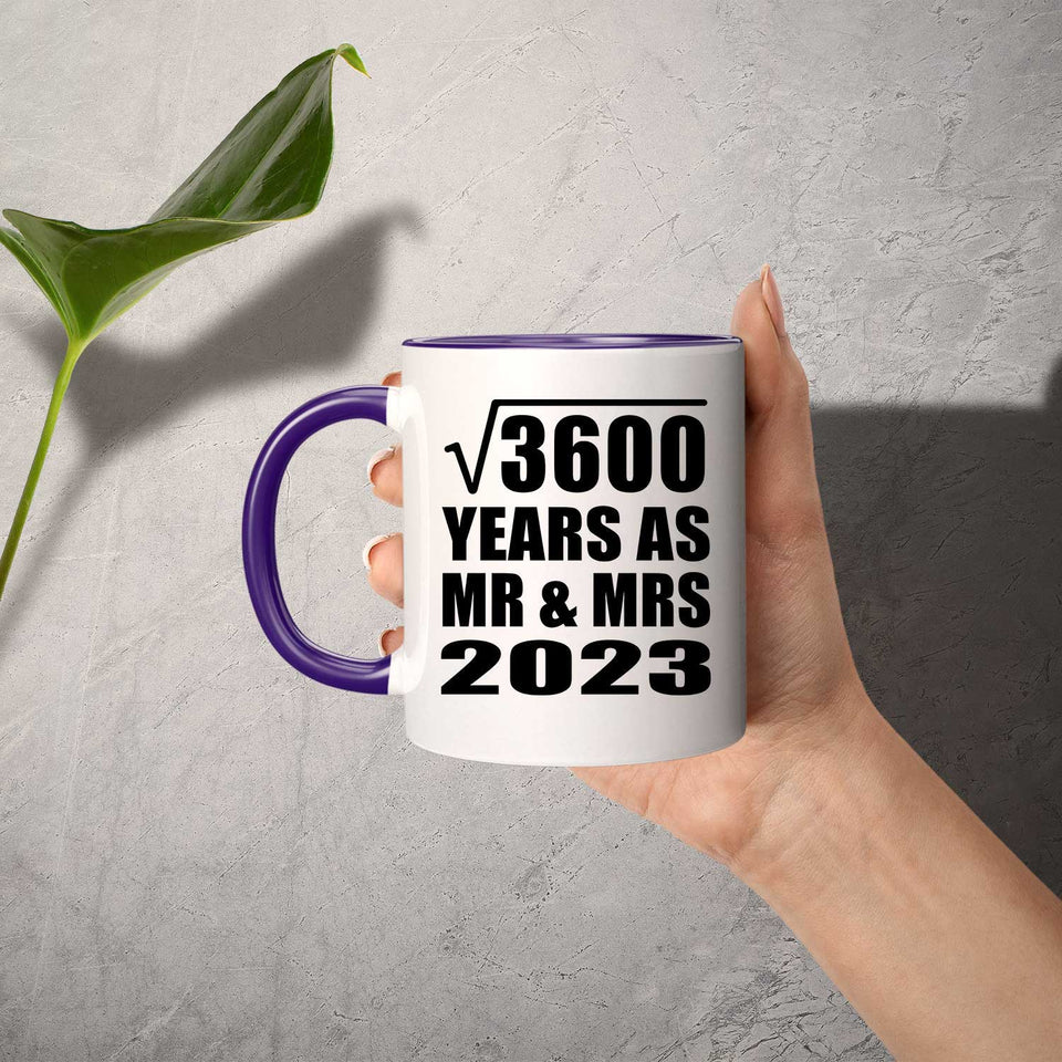 60th Anniversary Square Root of 3600 Years As Mr & Mrs 2023 - 11oz Accent Mug Purple