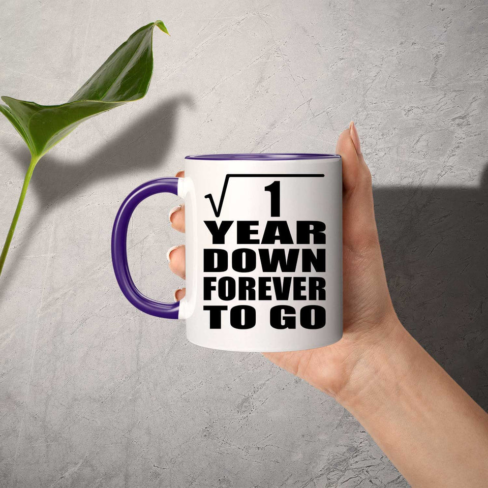 1st Anniversary Square Root of 1 Year Down Forever To Go - 11oz Accent Mug Purple