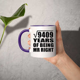 97th Anniversary Square Root Of 9409 Years Of Being Mr Right - 11oz Accent Mug Purple