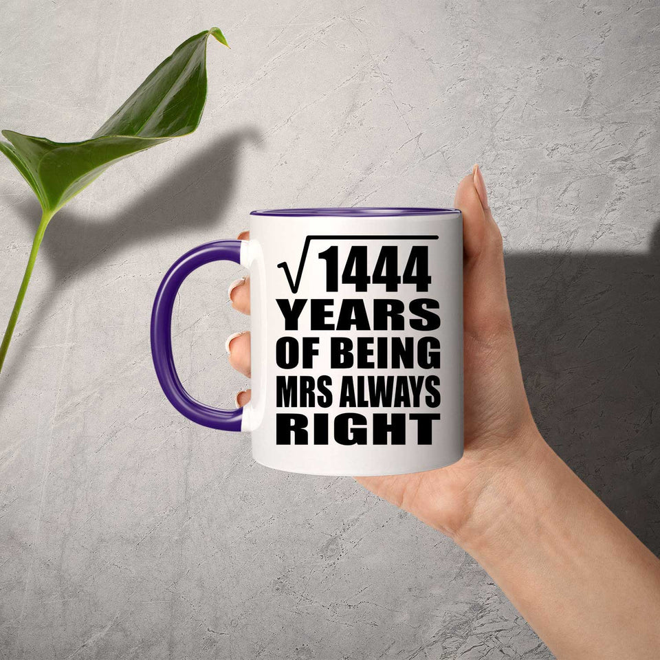 38th Anniversary Square Root Of 1444 Years Mrs Always Right - 11oz Accent Mug Purple