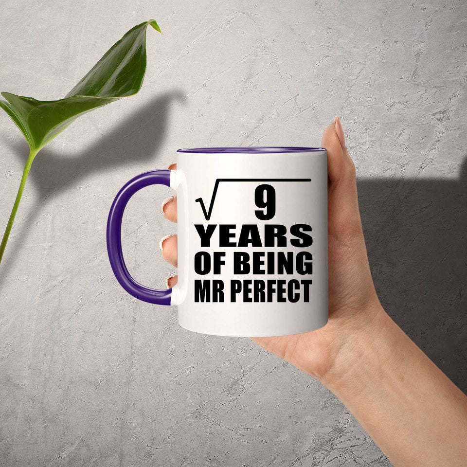 3rd Anniversary Square Root Of 9 Years Of Mr Perfect - 11oz Accent Mug Purple