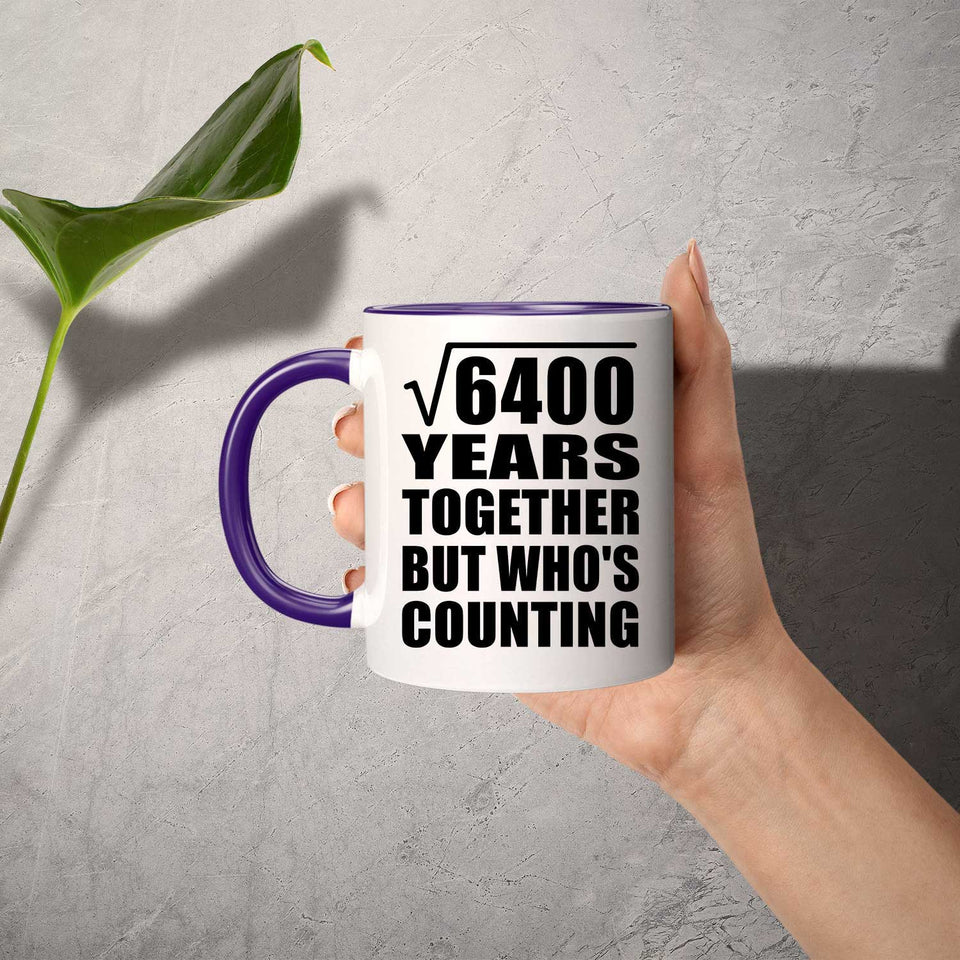 80th Anniversary Square Root of 6400 Years Who's Counting - 11oz Accent Mug Purple