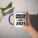 Enrolled Nurse Established Est. 2021 - 11oz Accent Mug Purple