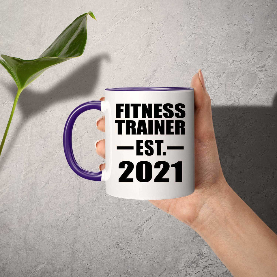 Fitness Trainer Established Est. 2021 - 11oz Accent Mug Purple