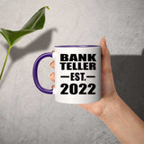 Bank Teller Established Est. 2022 - 11oz Accent Mug Purple