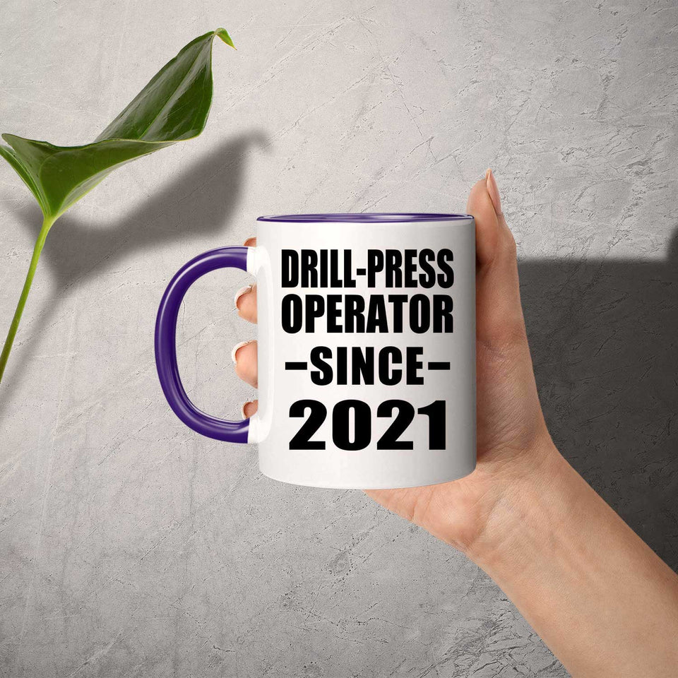 Drill-Press Operator Since 2021 - 11oz Accent Mug Purple